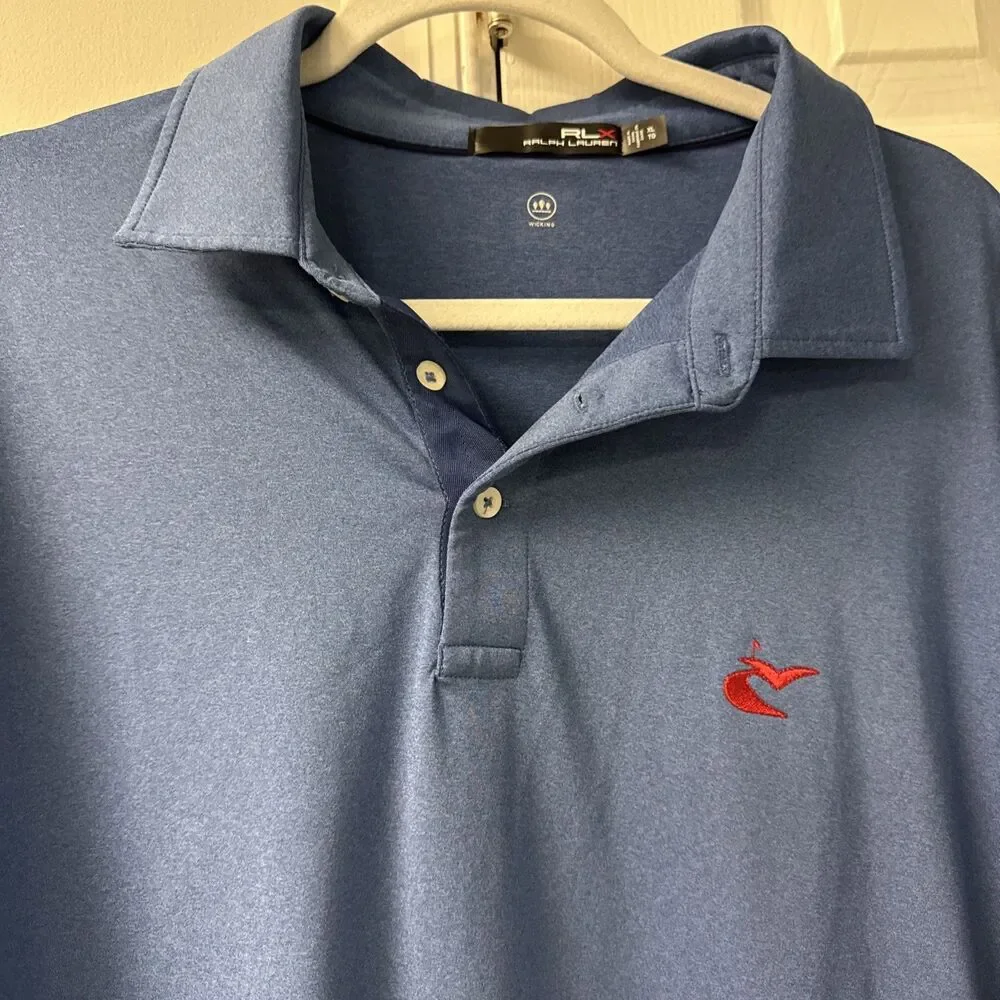 Caves Valley RLX Ralph Lauren Golf Polo Shirt Men's XL Blue Performance Stretch